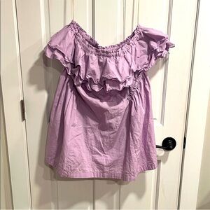 Free People Lavender Off-Shoulder Ruffle Tunic Top